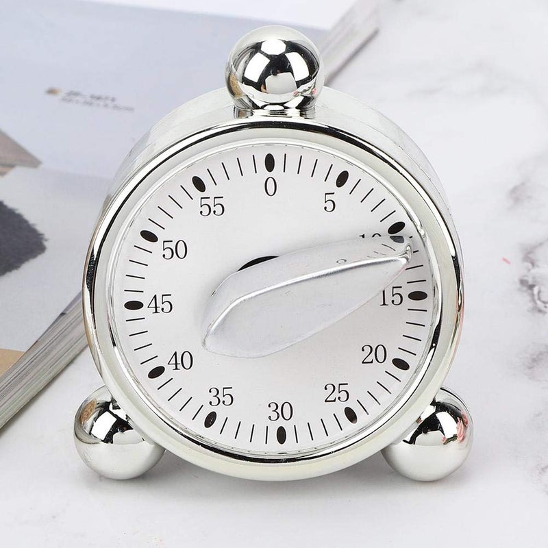 woobles Baking Timer Mechanical Cooking Reminder 60 Minute Kitchen Timer, Silver - Image 3